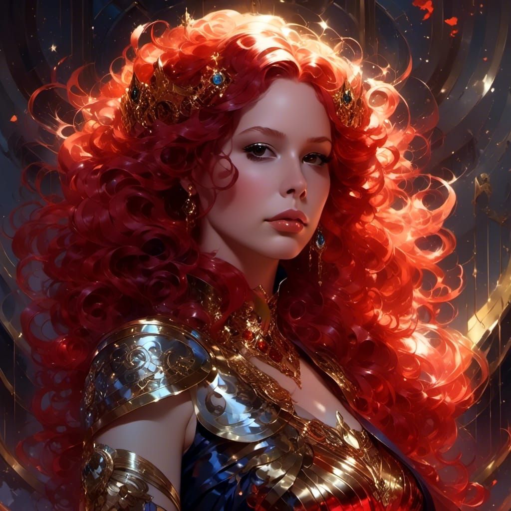 Detailed Portrait of a Red-Haired Queen