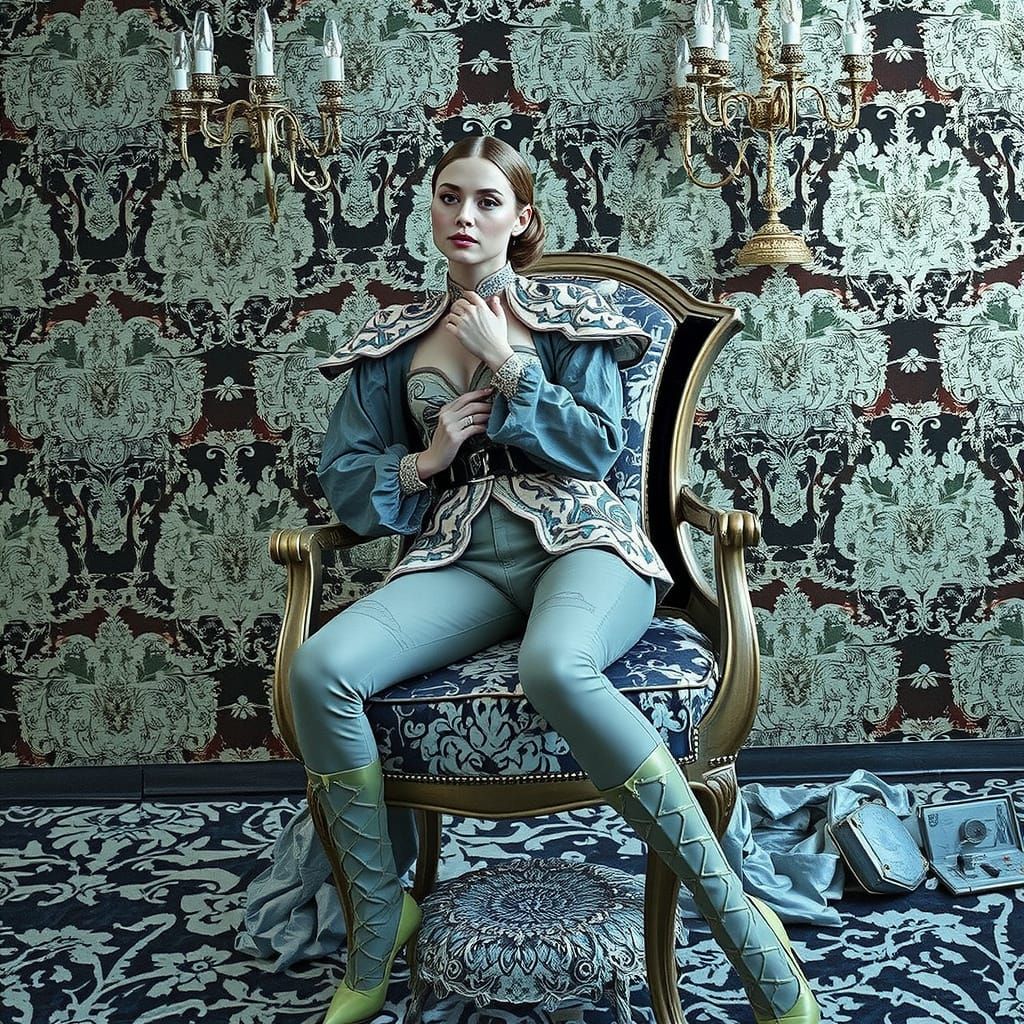 Elegant Woman in Maximalist Style with Vivid Colors