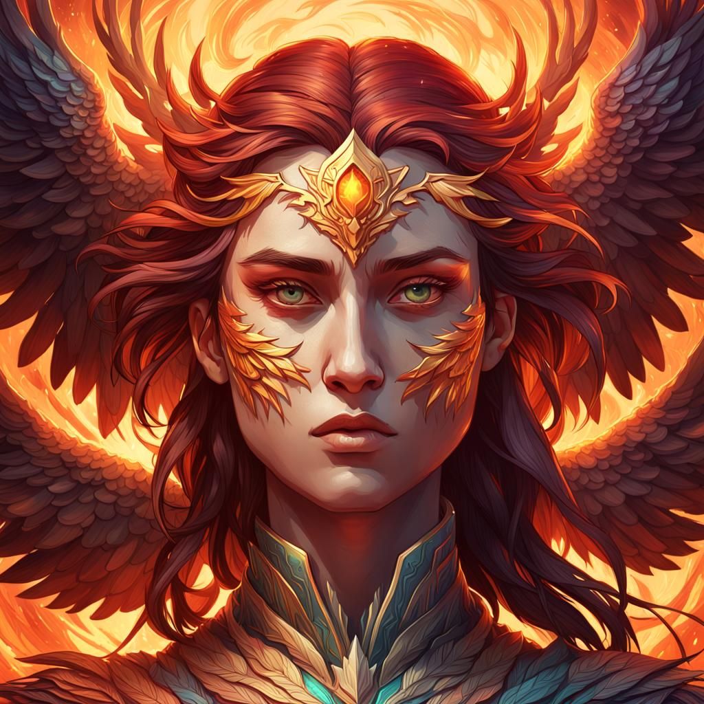 Phoenix Rising: Detailed Concept Art Portrait
