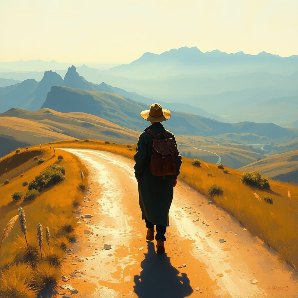 Winding Road: An Impressionist Digital Landscape
