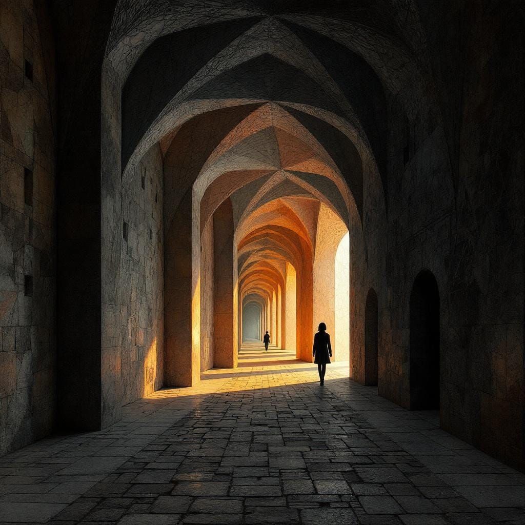 Surreal Cityscape in Beksiński and de Chirico Style