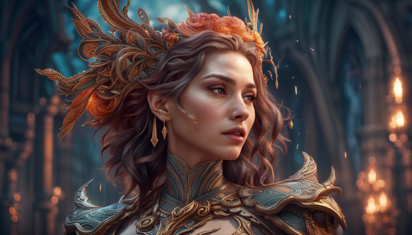 Fantasy Woman: Detailed Matte Painting in Deep Color