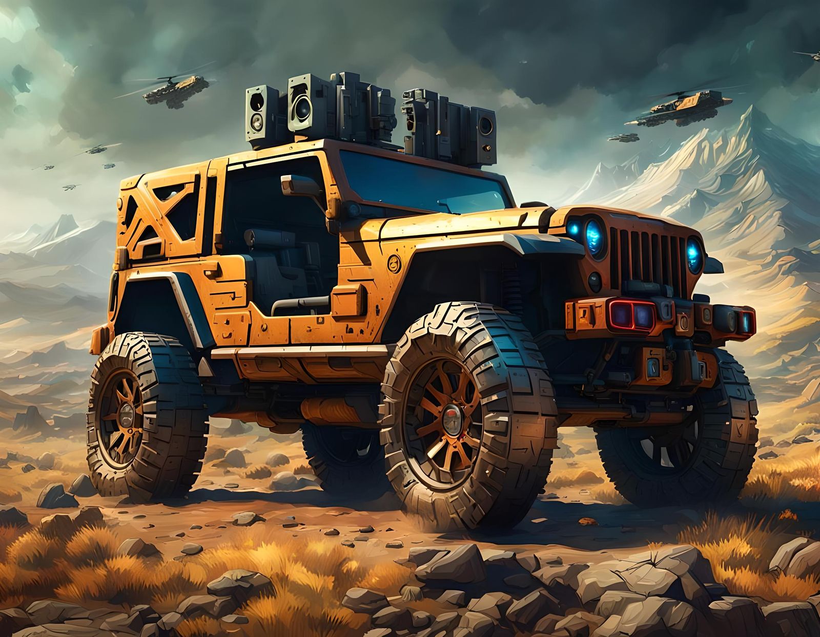 Hound the Autobot: Cyborg Jeep in Detailed Matte Painting