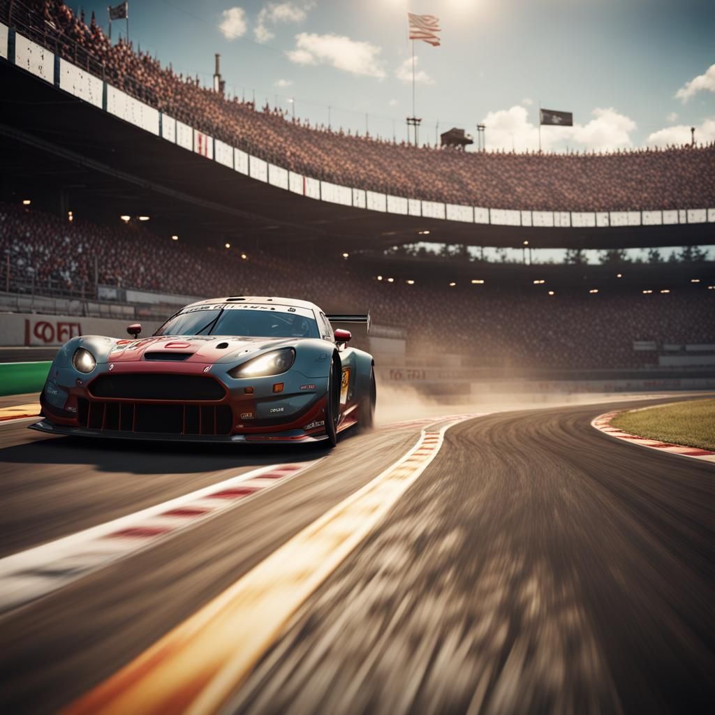 Race Car on Track: Detailed Matte Painting