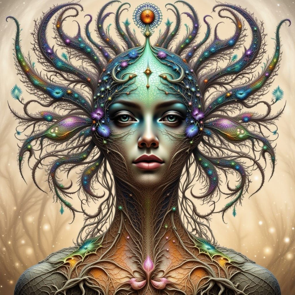 Intricate Abstract Design with Flowing Root Lines