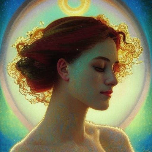 Serene Portrait in Pointillist Style