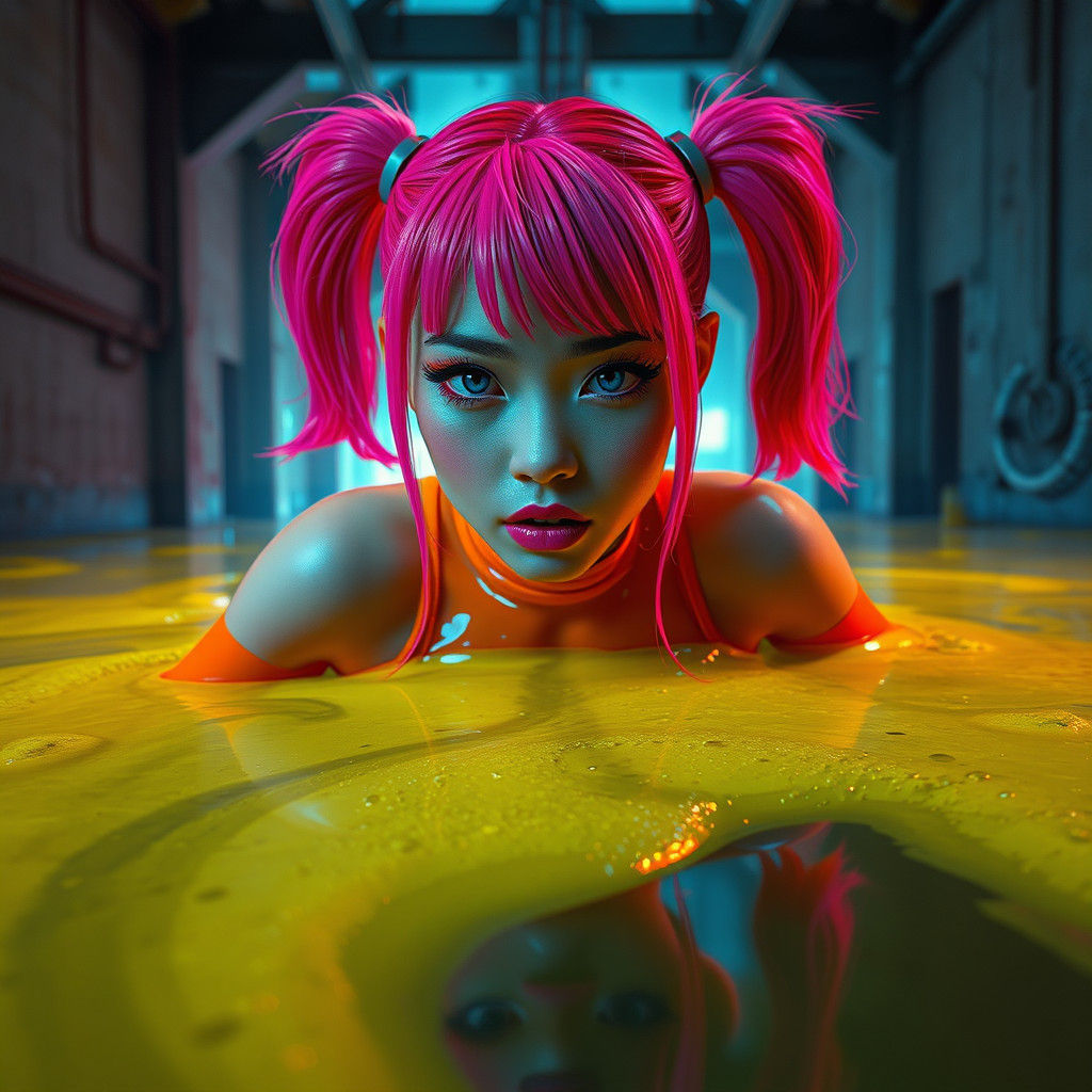 Futuristic Pop Star's Disgust: 3D Digital Art