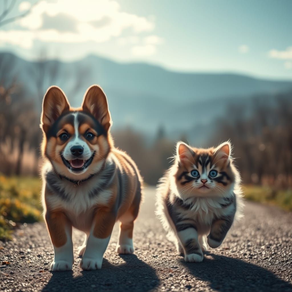 Epic Springtime Encounter: CORGI Puppy and Persian Kitten in...