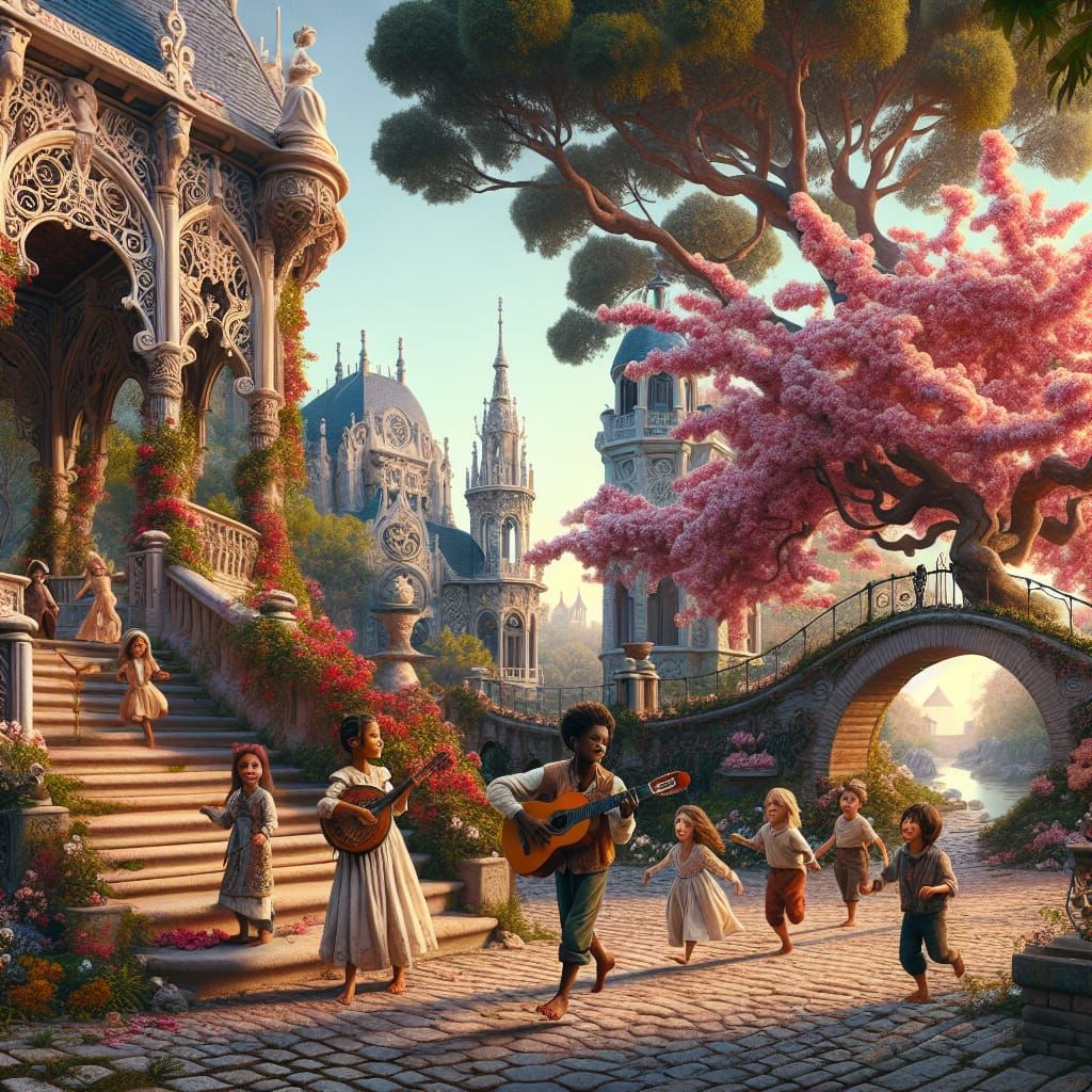 Children's Daydream in a Spanish Garden