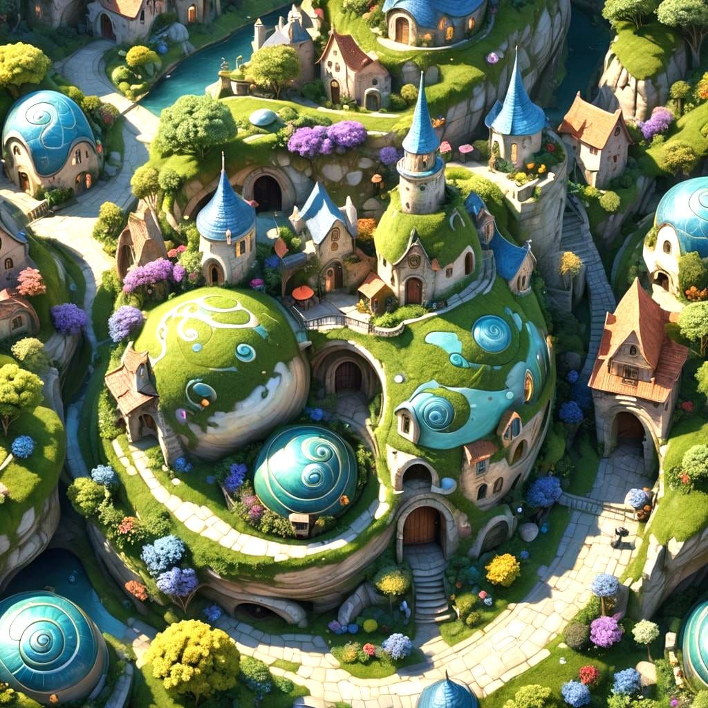 Village Inside Snail Shell: Fantasy Concept Art