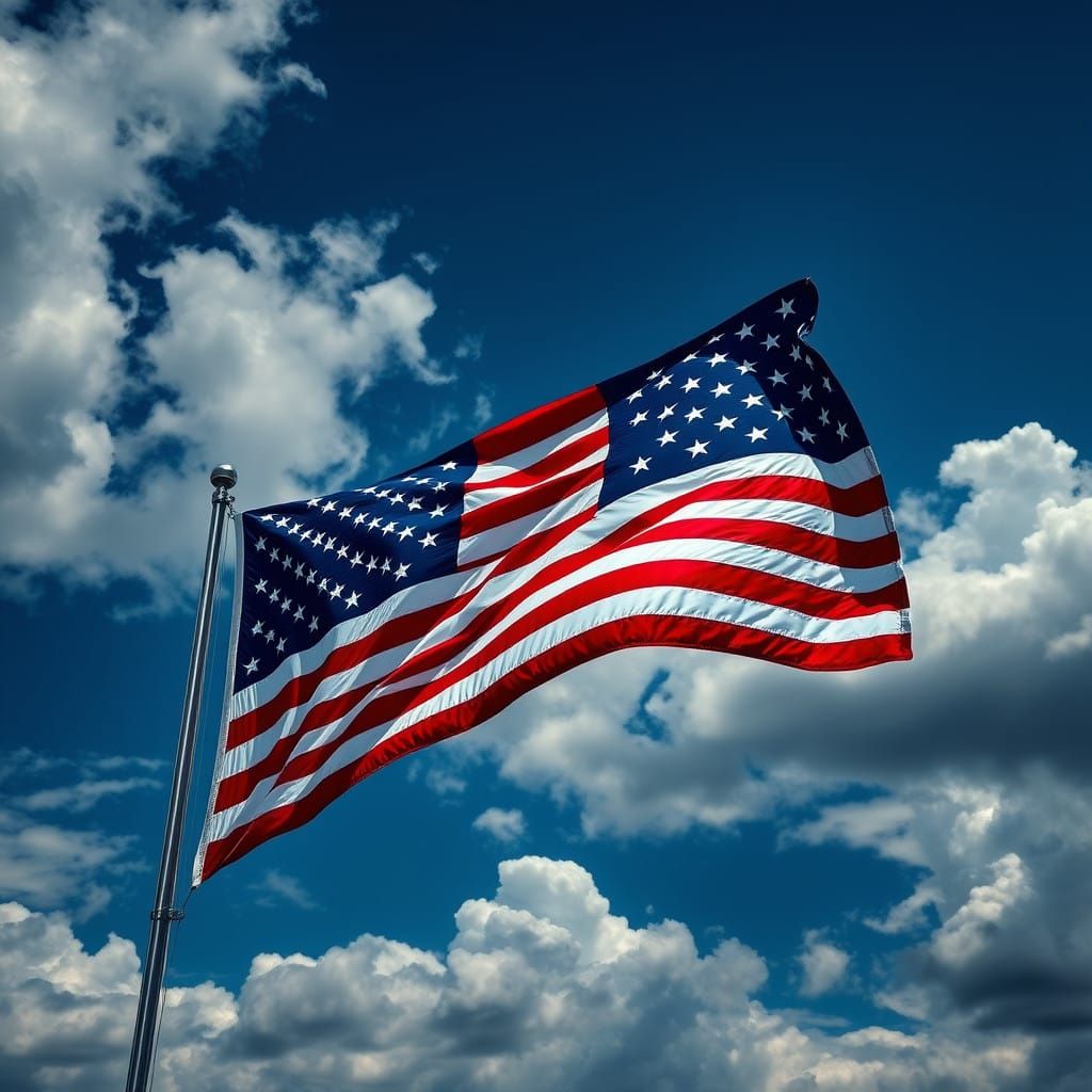 Majestic USA Flag with 10000 Intricately Embroidered Stars i...