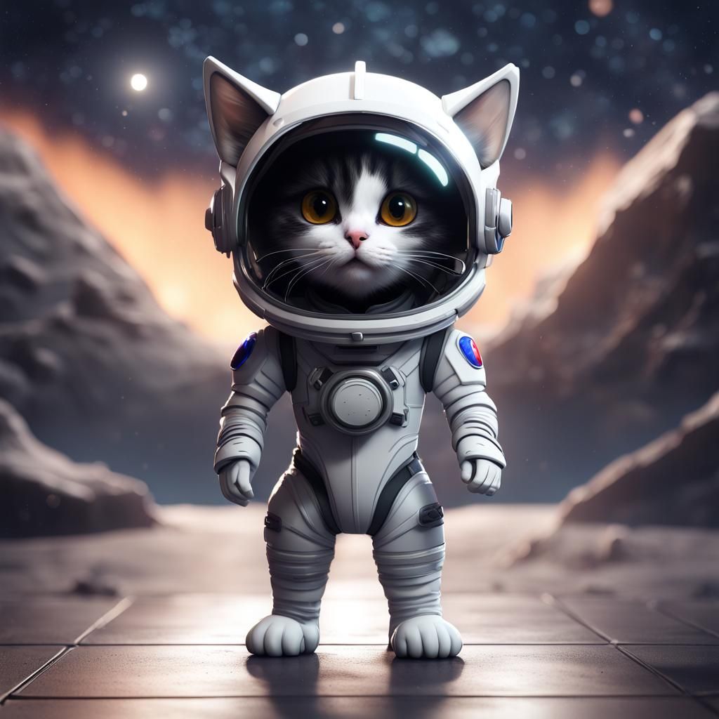 Astronaut Cat on the Moon in Pixar Style