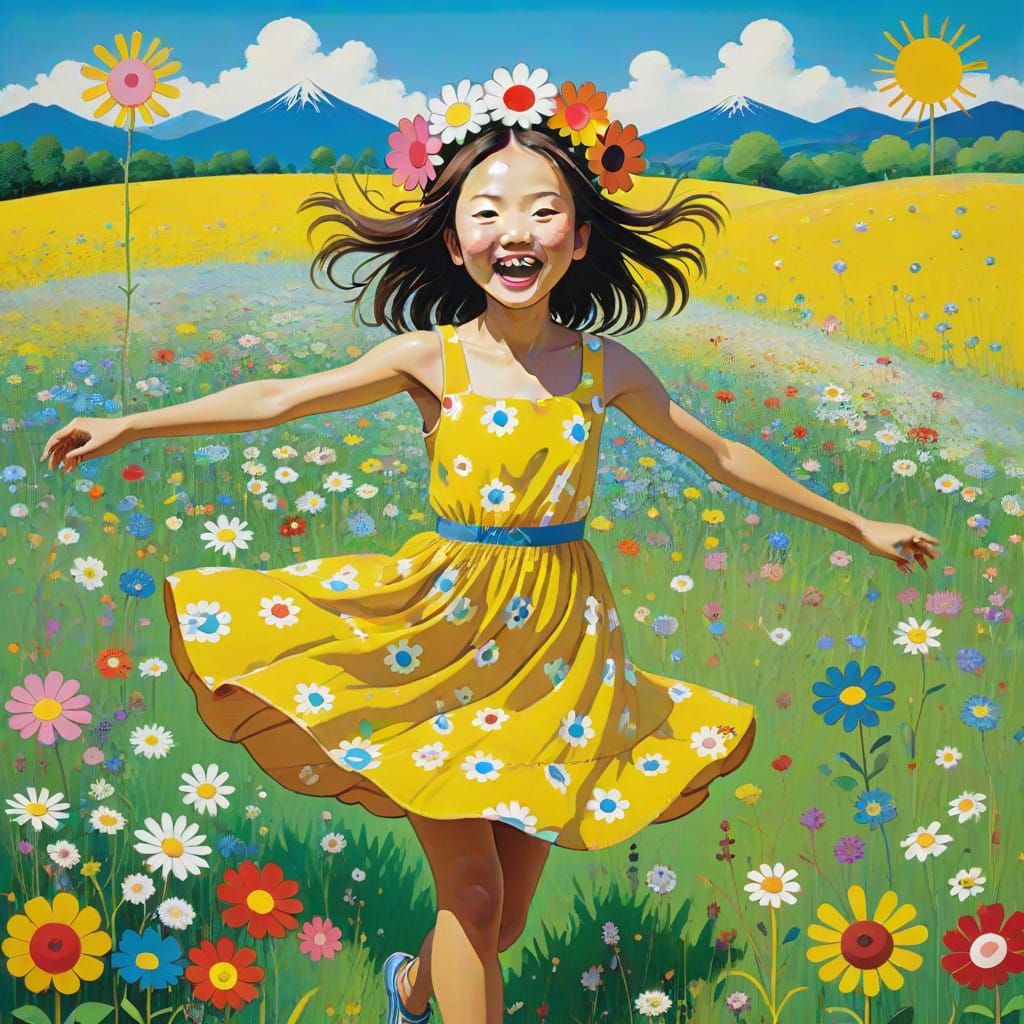 Joyful Woman Dances in Sunlit Meadow