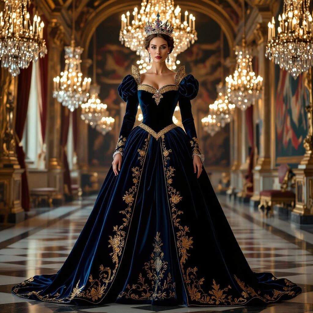 Renaissance Queen in Lavish Gown