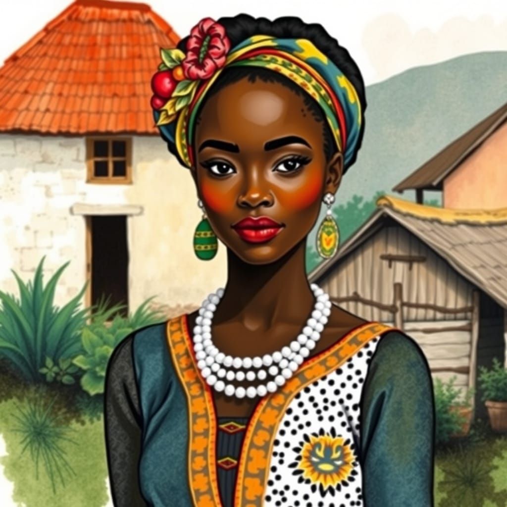 Vibrant Anime Portrait in Art Deco Style