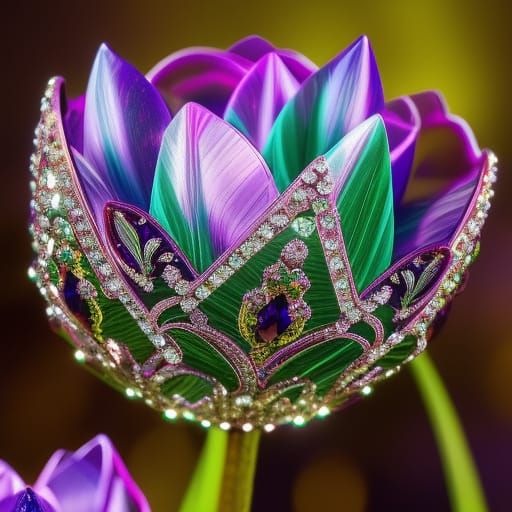 Luminescent Crystal Tulip with Intricate Details