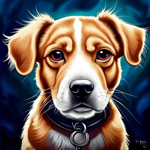 Hyperrealistic Puppy Portrait in Anime Manga Style