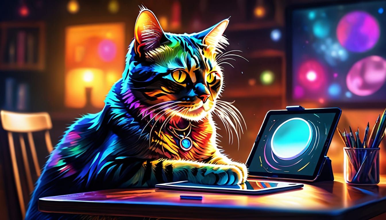 Gen Z Cat Video Recording as Alcohol Ink Art