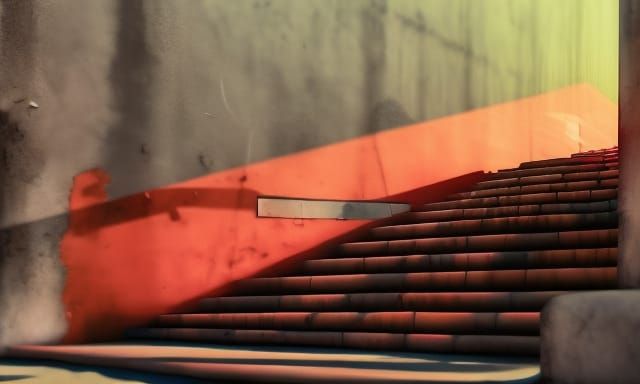 Film Noir Stairs in Sunshine, Mixed Media Street Art