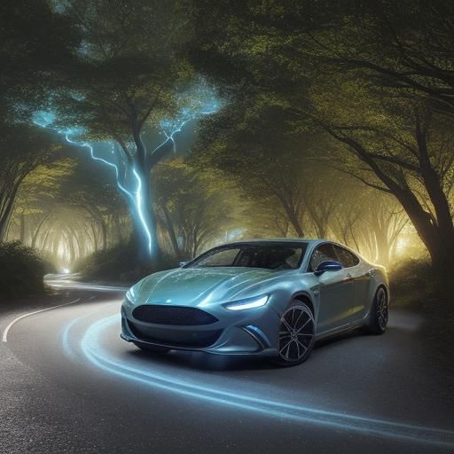 Futuristic Car Blending with Bioluminescent Nature