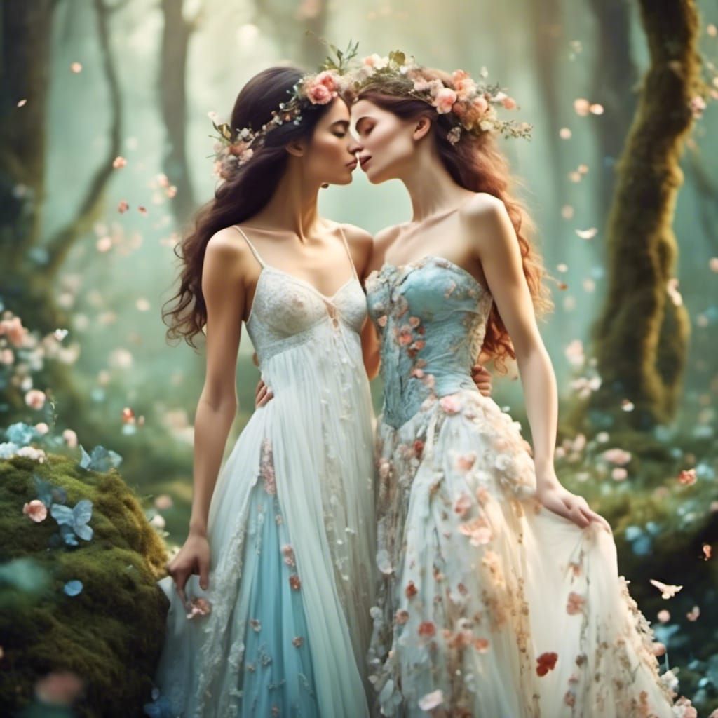 Enchanted Forest: Two Women Kissing