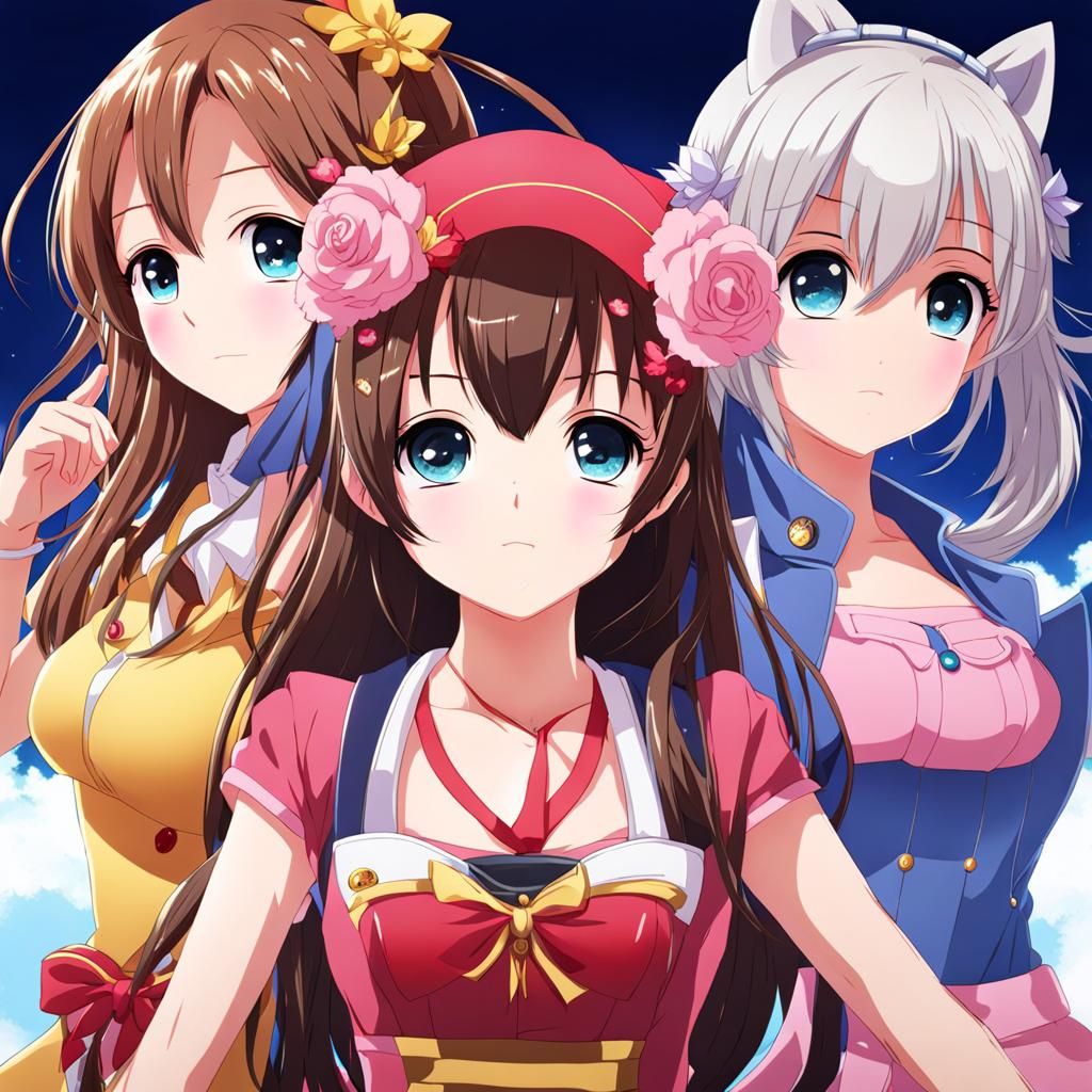 Charming Anime Girls in Digital Art Style