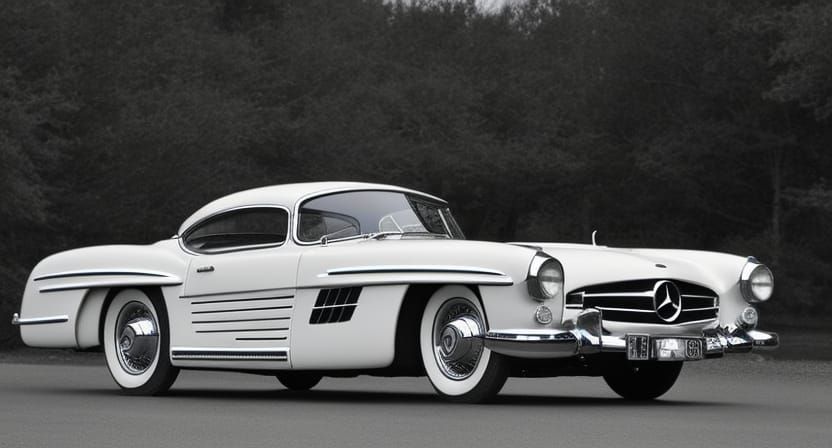 Classic 1952 Mercedes SL: Black and White Photography