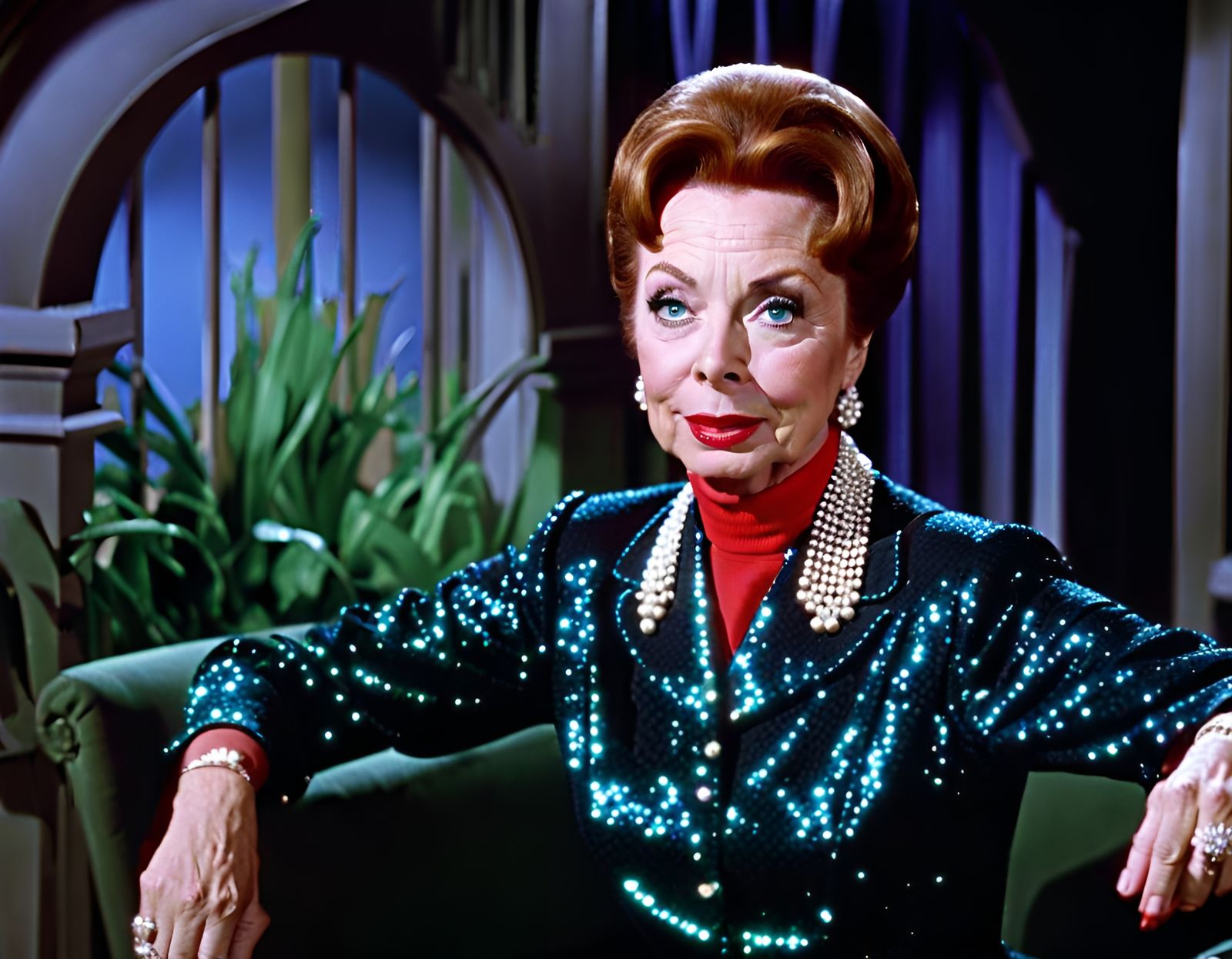 Endora in 1960s Living Room with Goblins