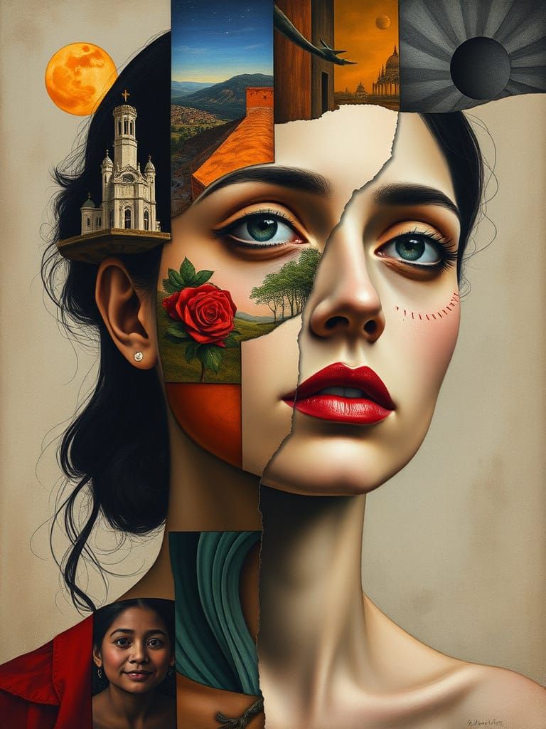 Disjointed Human Portrait in Surrealist Styles