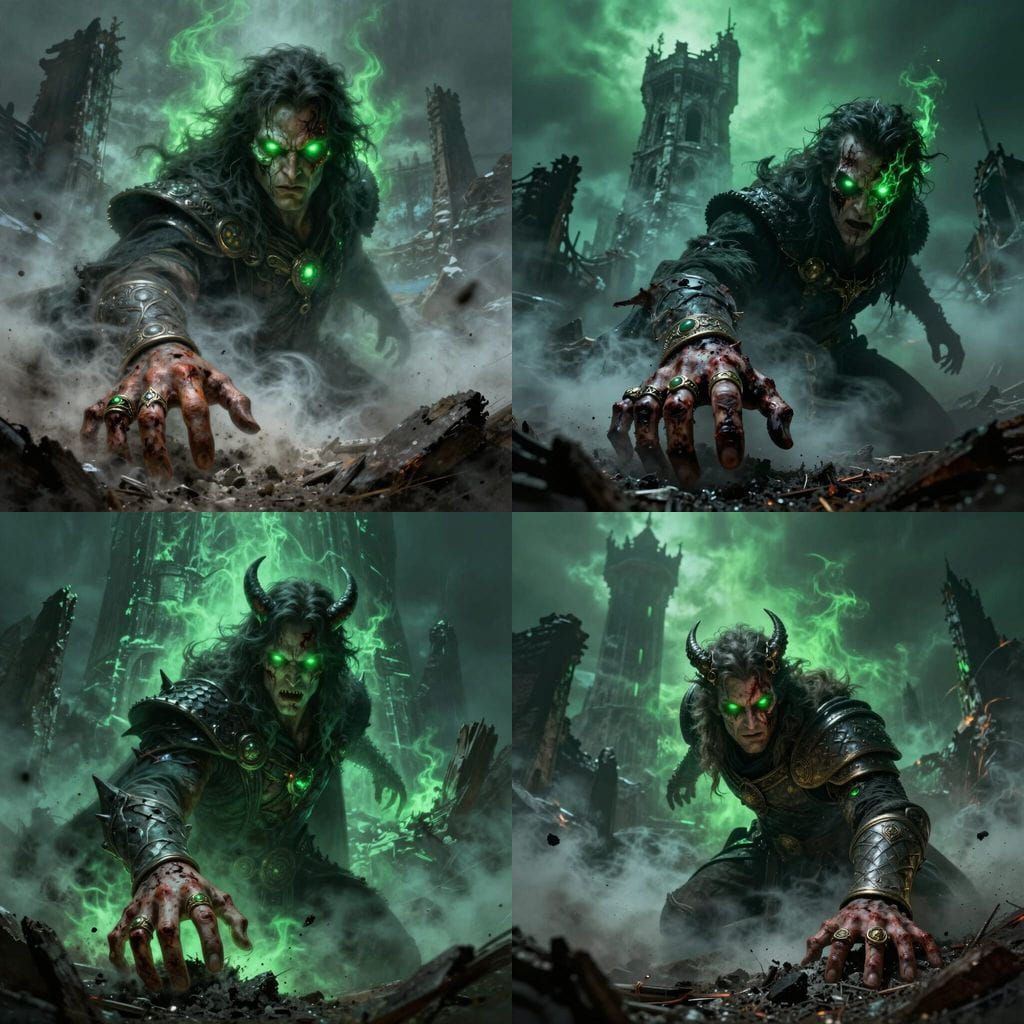 Lord Profion Rises From Frozen Ruins in Green Mist