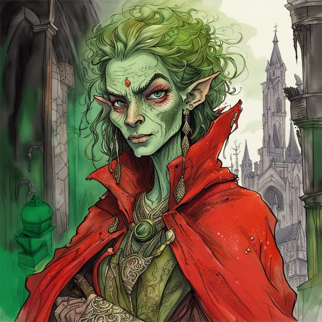 Ornate Portrait of a Female Orc Mage