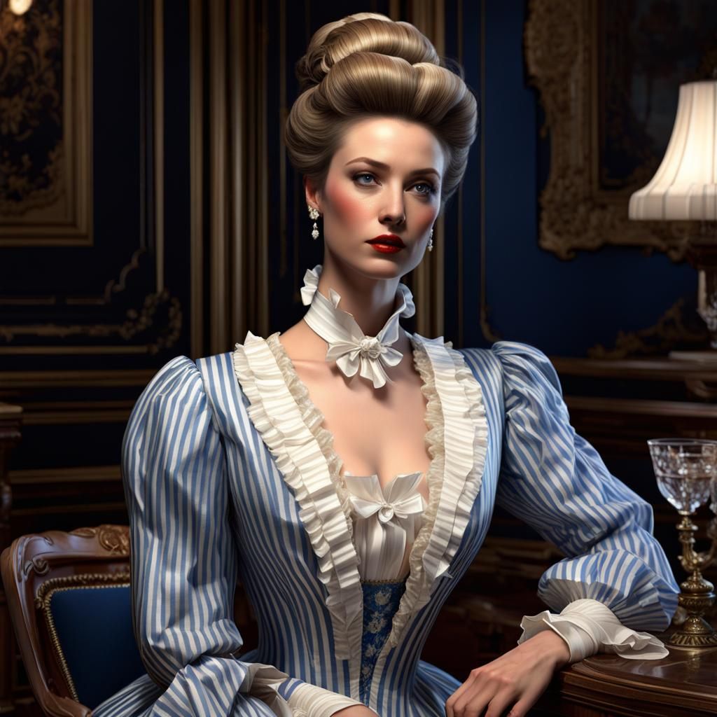 Elegant Bourgeoise in Jouy Boudoir, Storybook Illustration