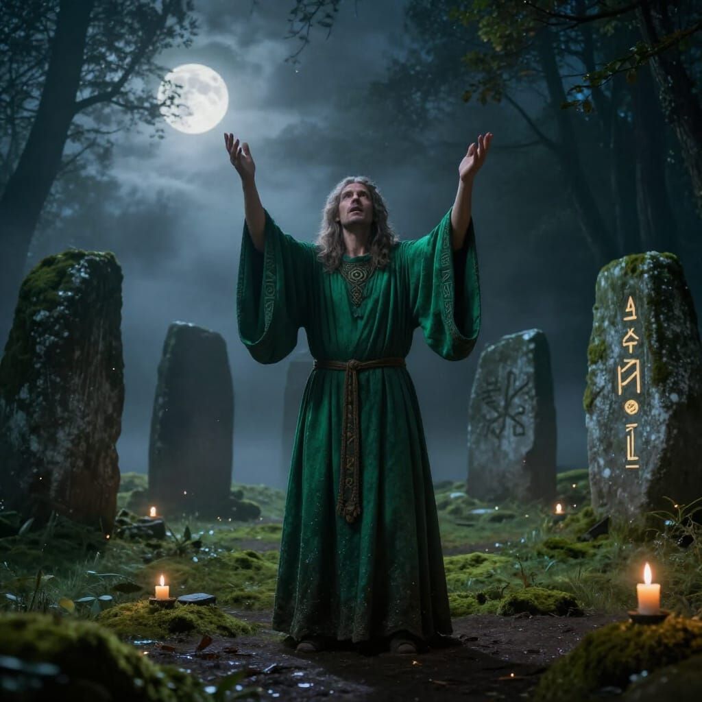 Ancient Druid Chants in Moonlit Forest