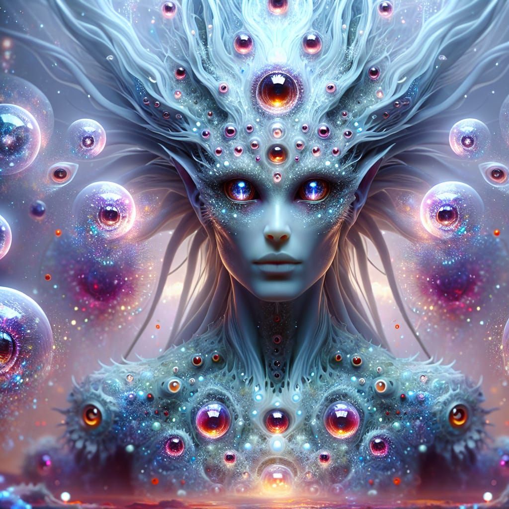 Hyper-realistic beautiful ethereal sci-fi species no theme