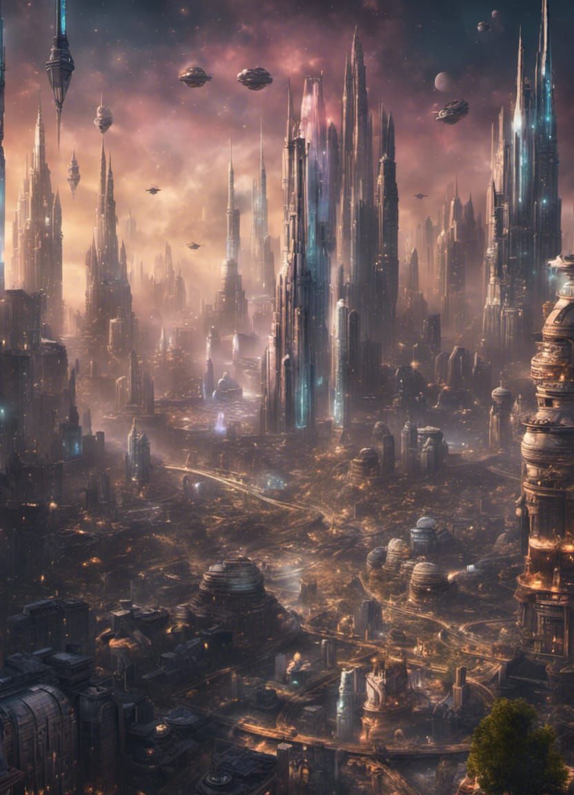Futuristic Galactic Super City in Detailed Digital Art