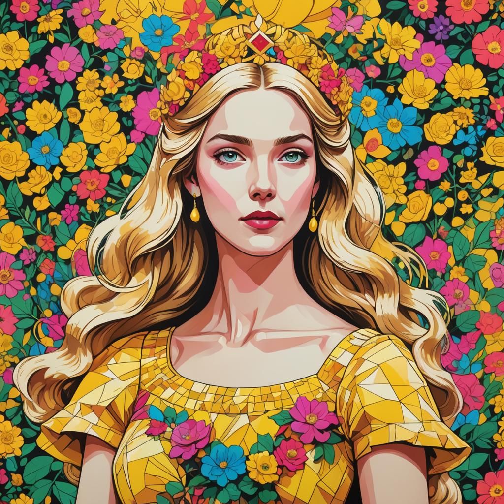 Princess Aurora Pop Art Screen Print Portrait