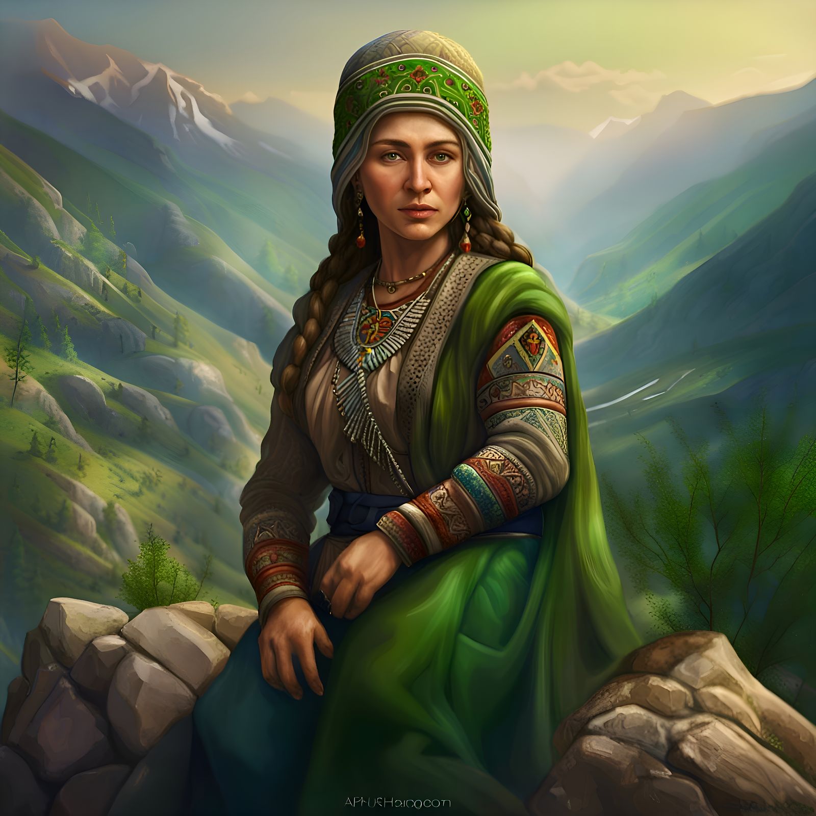 Lady Abaza: Digital Art Portrait of Heritage