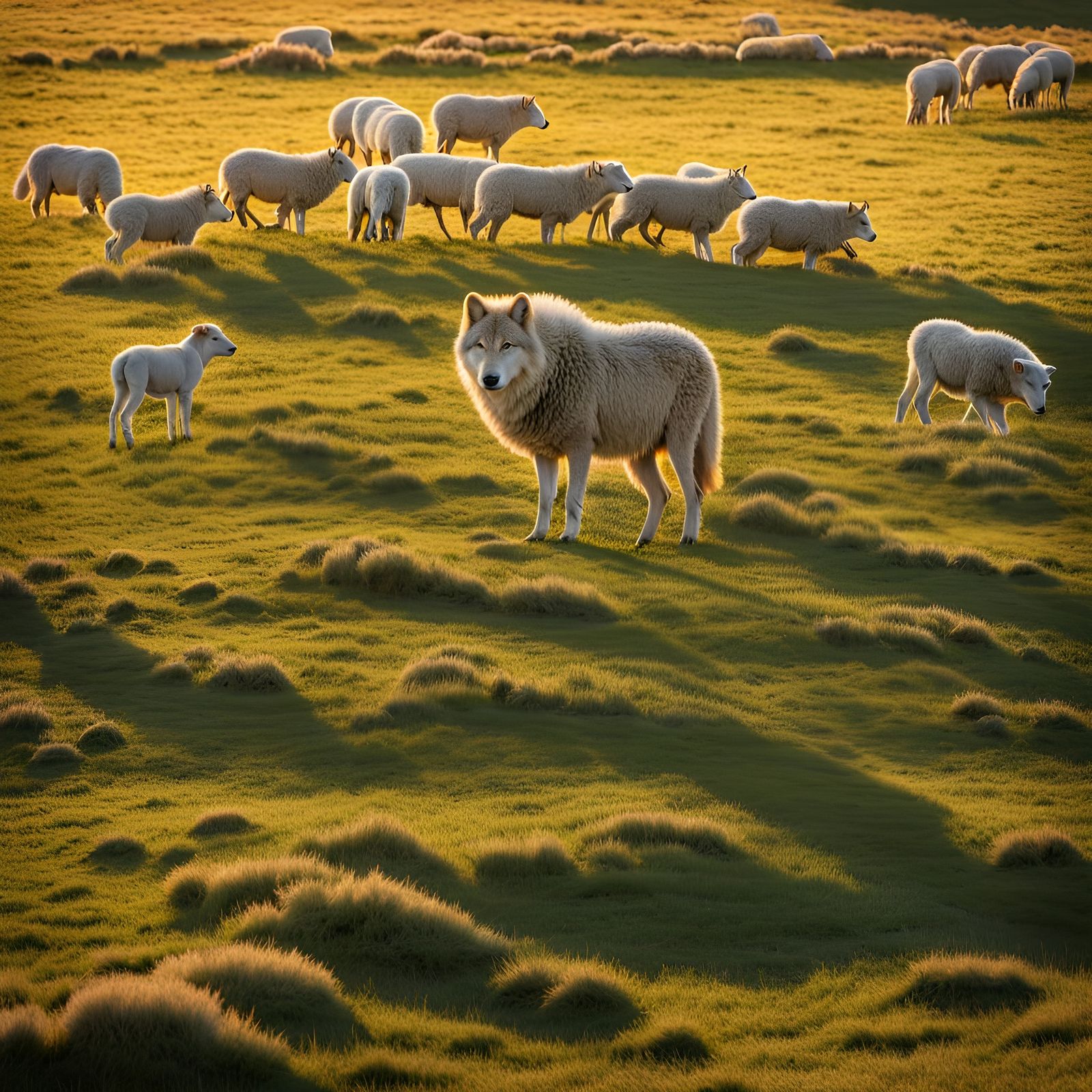 Wolf in Sheep's Clothing: Meadow at Dusk