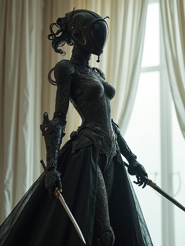 Steampunk Robot Assassin in Luxurious Victorian-Inspired Set...
