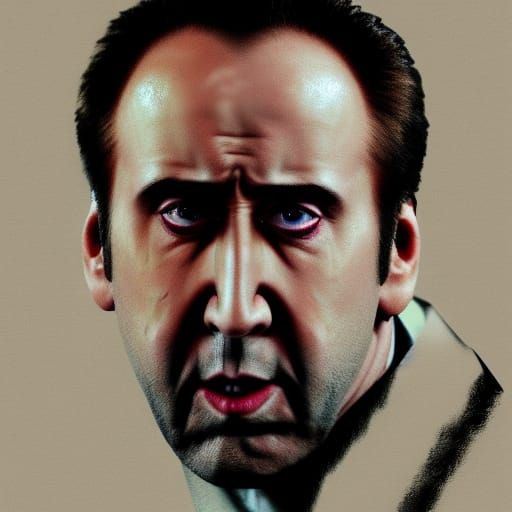 Nicolas Cage Intense Anger Close-up: Detailed Matte Painting