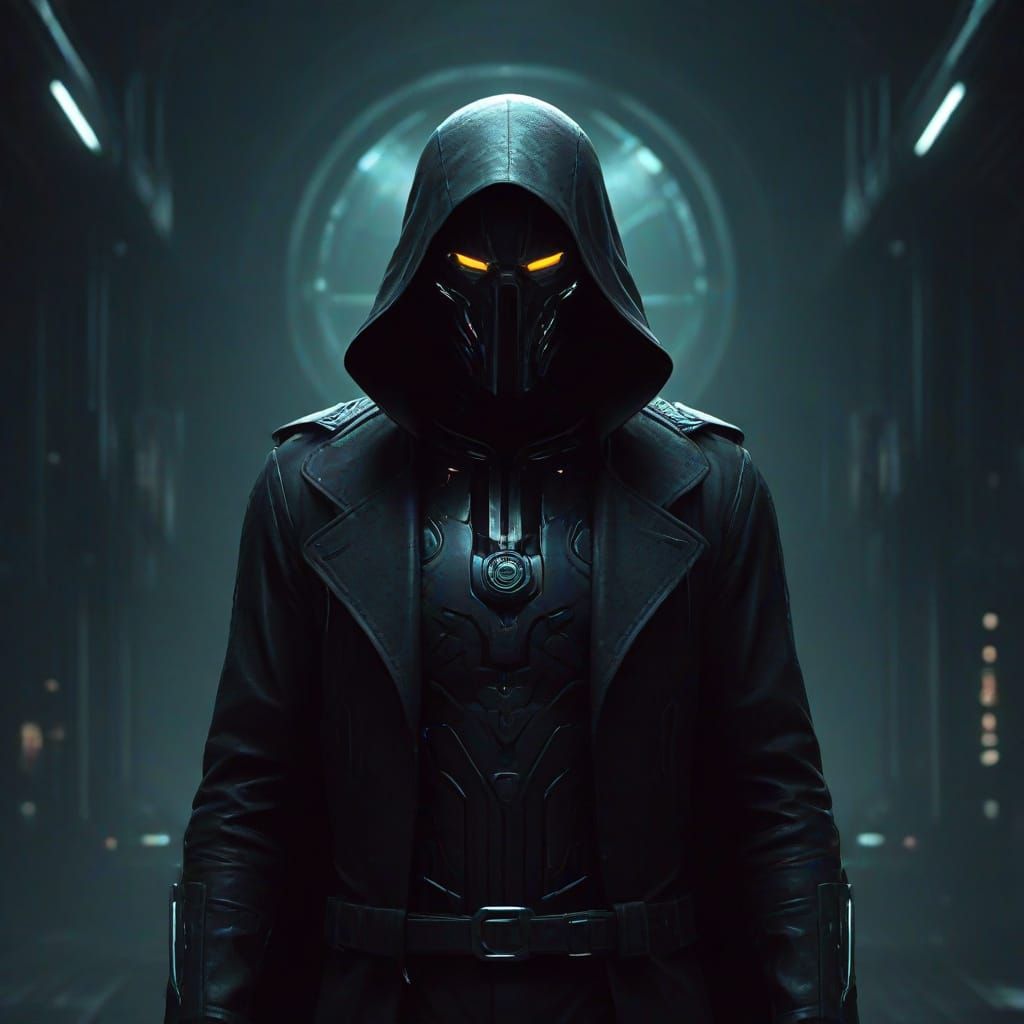 Dark Futuristic Cityscape in Retrofuturistic Style