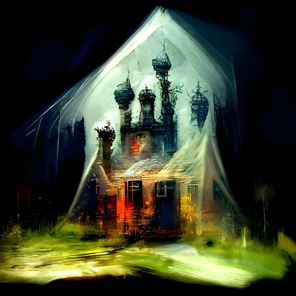 Spooky Haunted House with Flickering Light