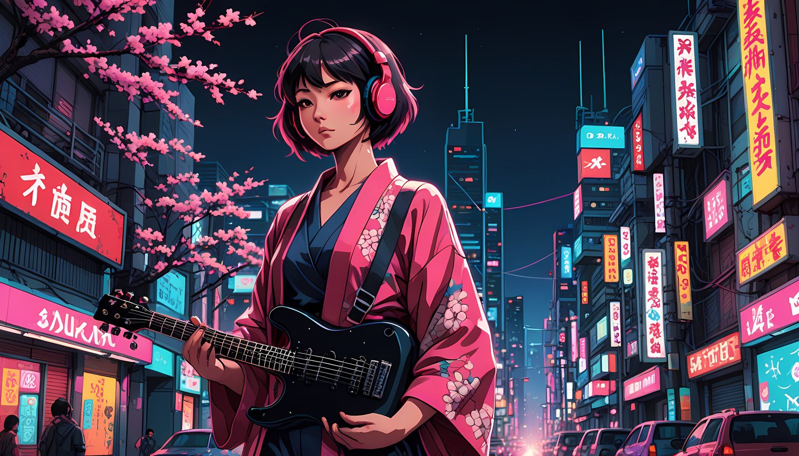 Neon Dreams in a Dystopian Neotokyo Suburb, 80's Anime Style