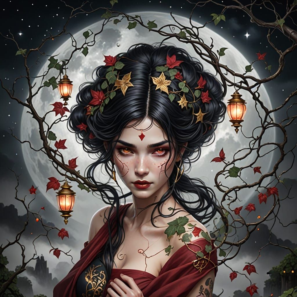 Ethereal Beauty Beneath Stormy Sky in a Whimsical Artistic S...