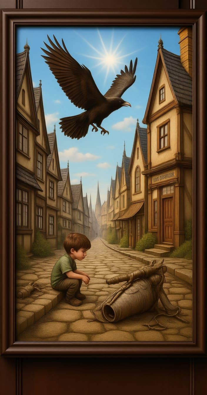 Lost in Sorrow: Naive Children's Illustration Style