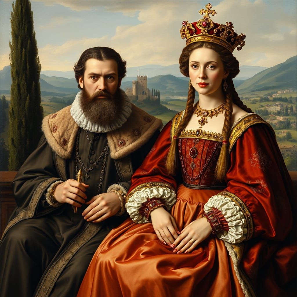 Renaissance King and Queen in Hyperrealistic Style