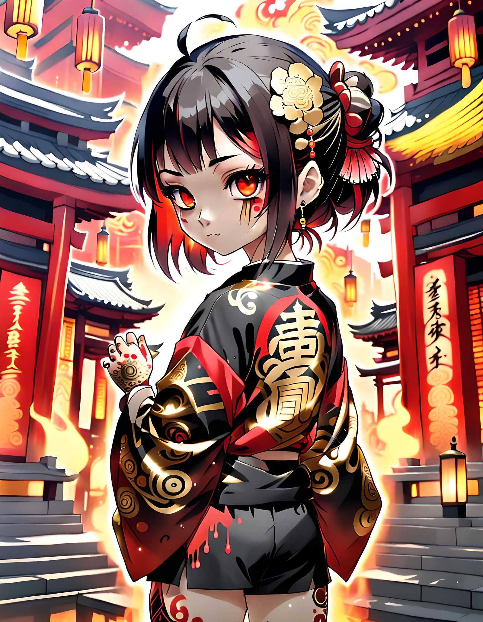 Cute Yakuza Girl in Anime Style