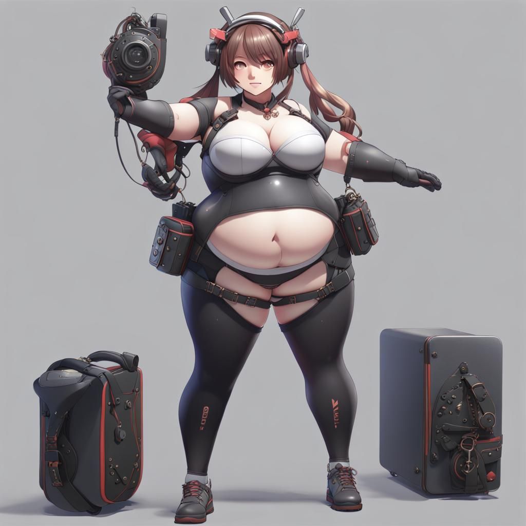Curvaceous Anime Girl with Gaming Gear in 3D Style