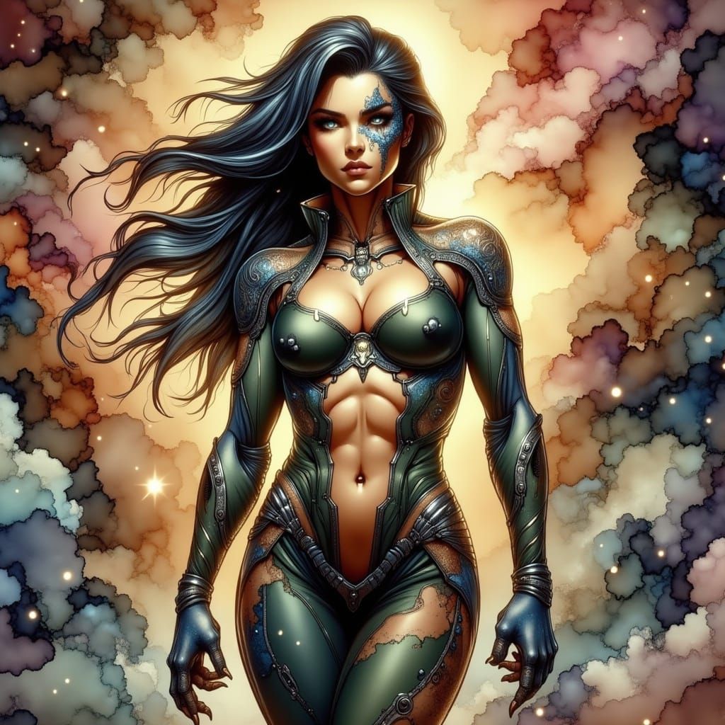 Storm Warrior Woman in Fantasy Art Style