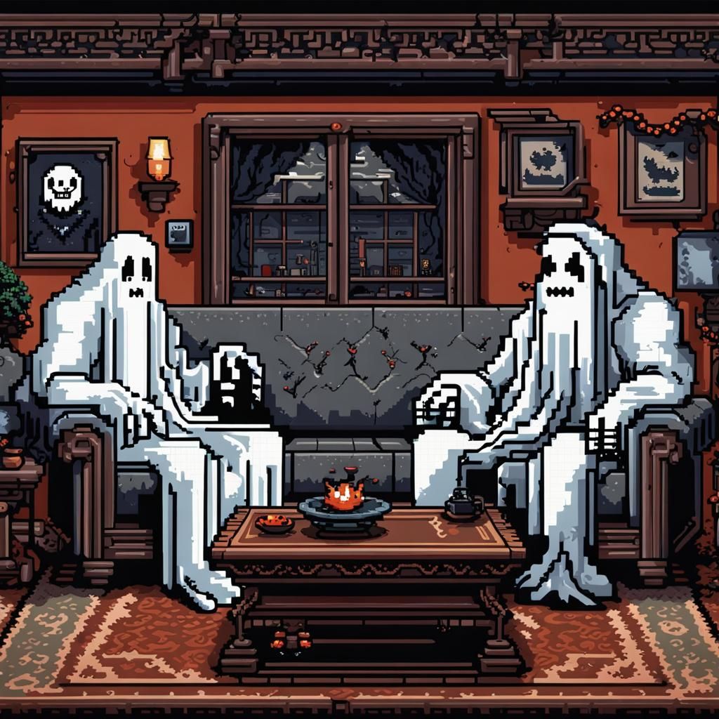 Ghosts and Devil: 8-bit Pixel Art Sitcom